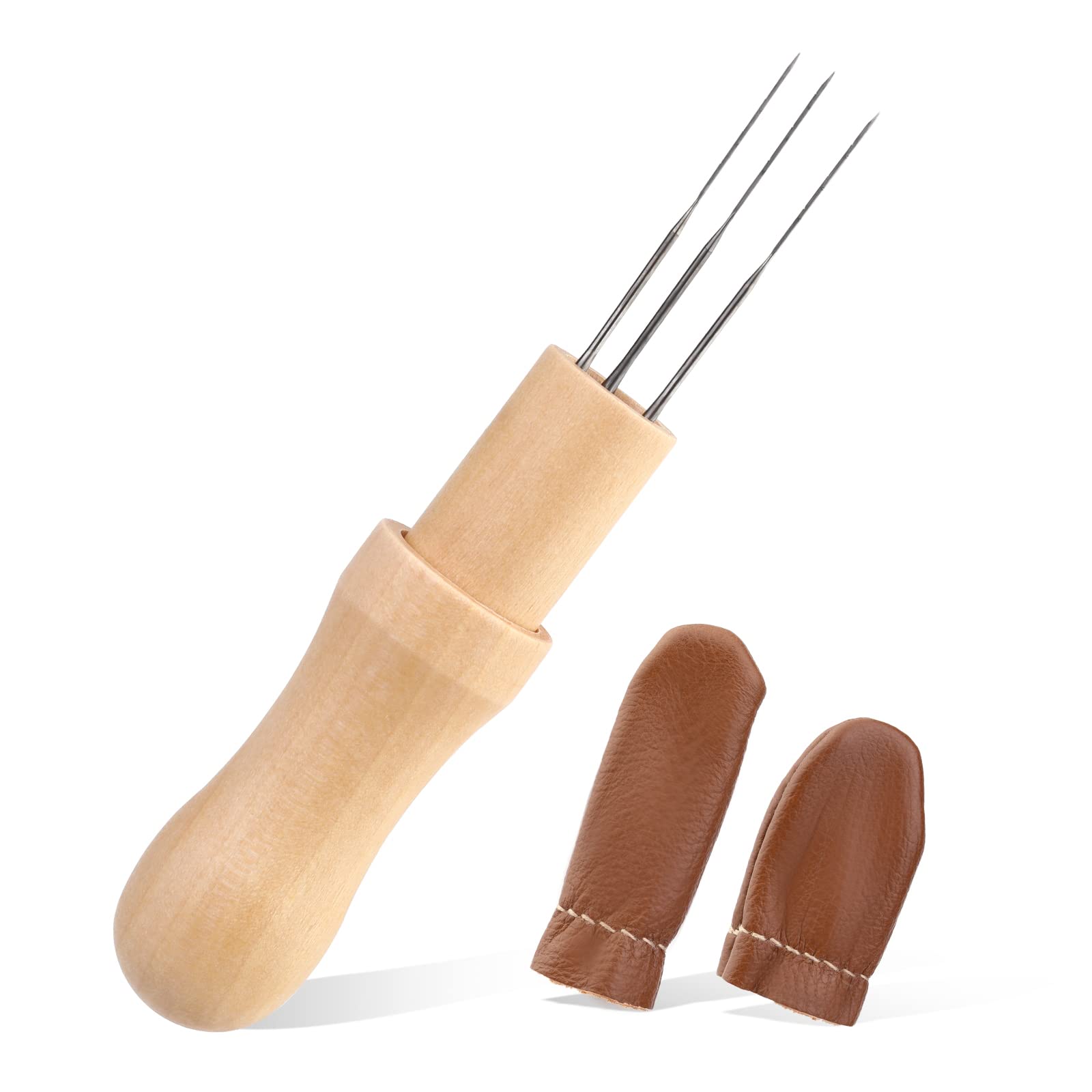 JUAYING Needle Felting Tool, Needle Felting Kit, Wool Felting Needle Tools Kit with 3 Felting Needles, Wooden Handle Holder, Finger Cots, Wool Felting Supplies for Needle Felting