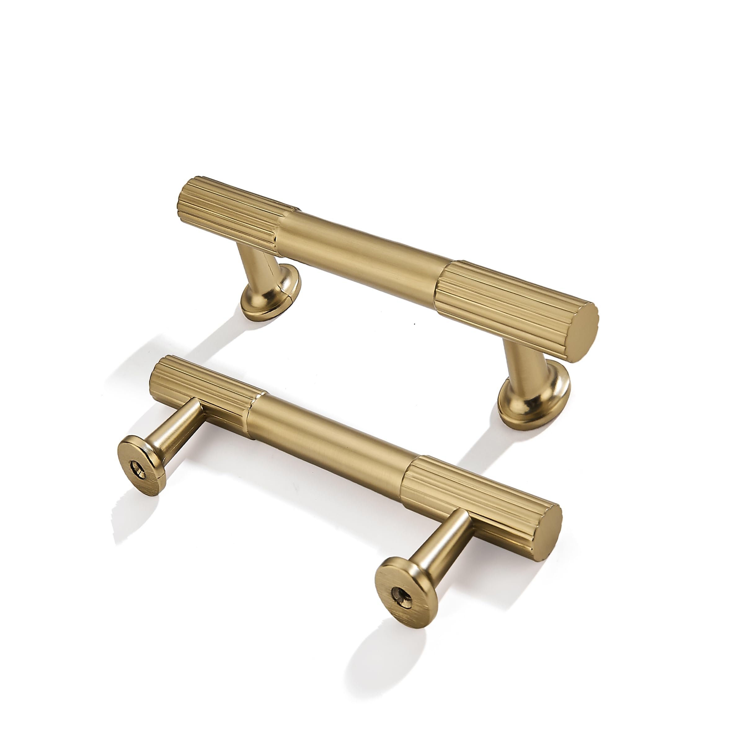 ZAUYX 10-Pack 3 Inch Hole Center Brushed Brass Hardware is Suitable for Drawers, Dressers, Handles, Kitchens, Bathroom cabinets, cabinets