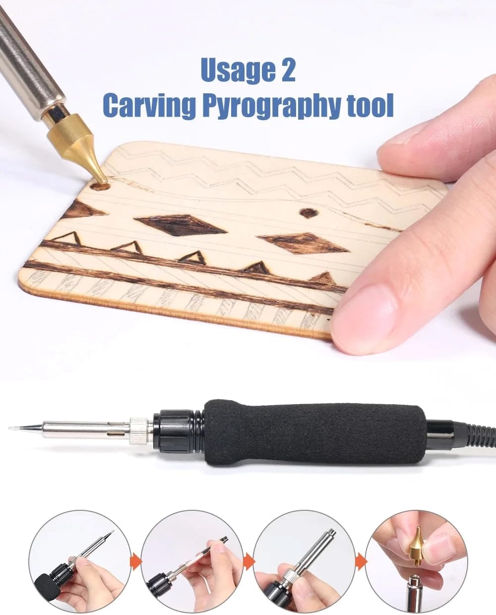 939D-II Dual Carving Pyrography Pen Wood Embossing Burning Tool Adjust Temperature Electric Soldering Iron Station 250~750℃(939D-II)
