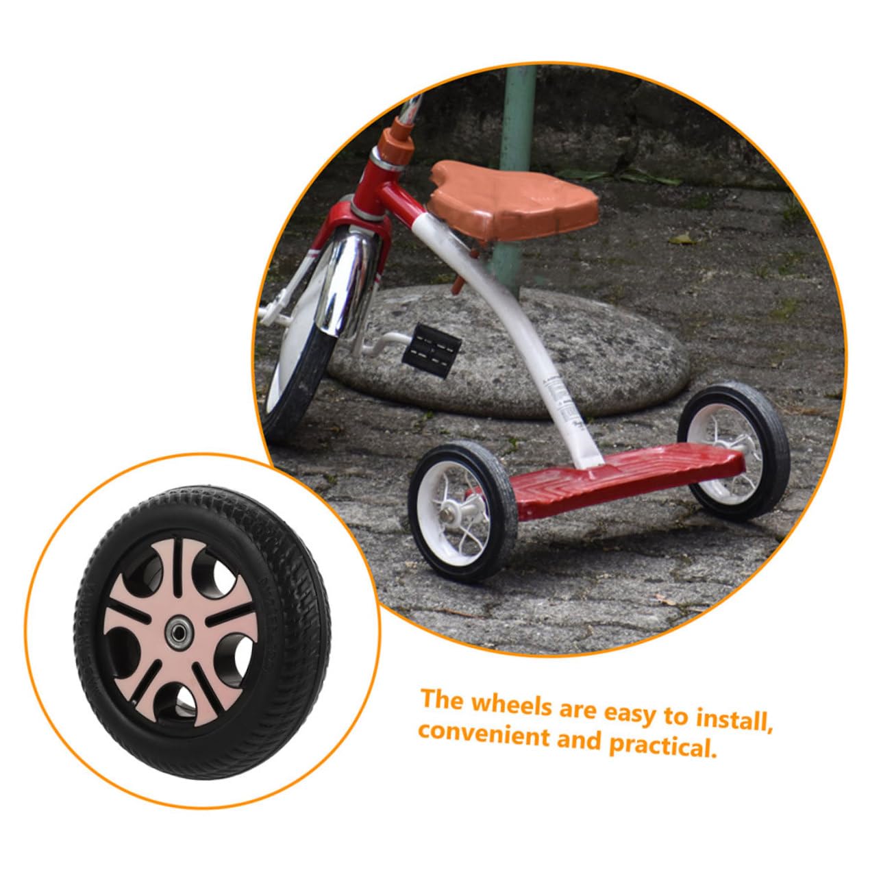 BESPORTBLE 2pcs Kid Bicycle Roue Arrière Roues De Tricycle d'enfants Remplacement des Vélos pour Les Vélos pour Les pour Tout-Petits-Tout-Petits-Enfants De 0,8 Cm De Diamètre De Trou