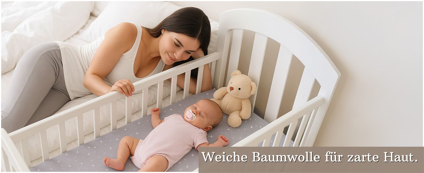 Featherhead Spannbettlaken Für Babybett – 100 % Baumwolle, 2 Stück, Ultraweich
