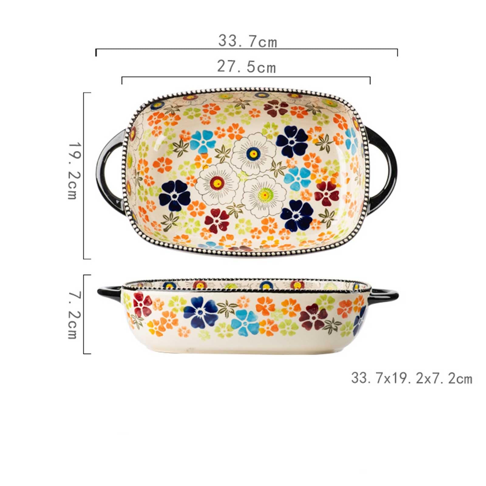 Teglie per Lasagne, Teglia da Forno in Ceramica Adatta al Forno e al microonde, Rettangolare con Manici, Diverse Misure(1830ml)