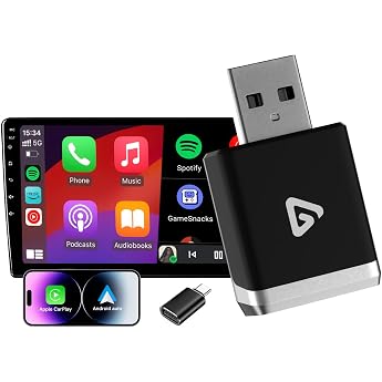 Wireless Carplay Adapter 2 in 1 Carplay & Android Car Wireless Adapter Upgrade from Wired CarPlay to Wireless Plug and Play Compatible with iPhone iOS 10& Android11+ and Cars with Wired CarPlay