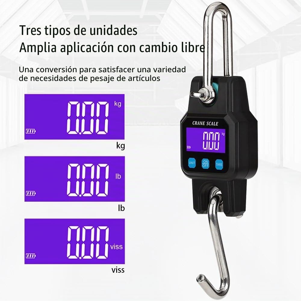 Escala colgante, Báscula electrónica portátil con gancho, báscula colgante, báscula de elevación mini con carga Bluetooth for uso doméstico Pantalla de alta definición(Black with BT)