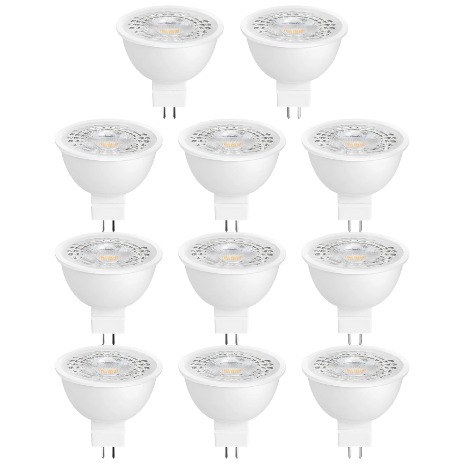 10 bombillas LED MR16, GU5.3, 12 V, bajo voltaje, 3 W, 3000 K, luz blanca cálida, haz puntual de 38° para iluminación empotrada en pista, ahorro de energía, 1.97 x 1.97 x 1.96 pulgadas