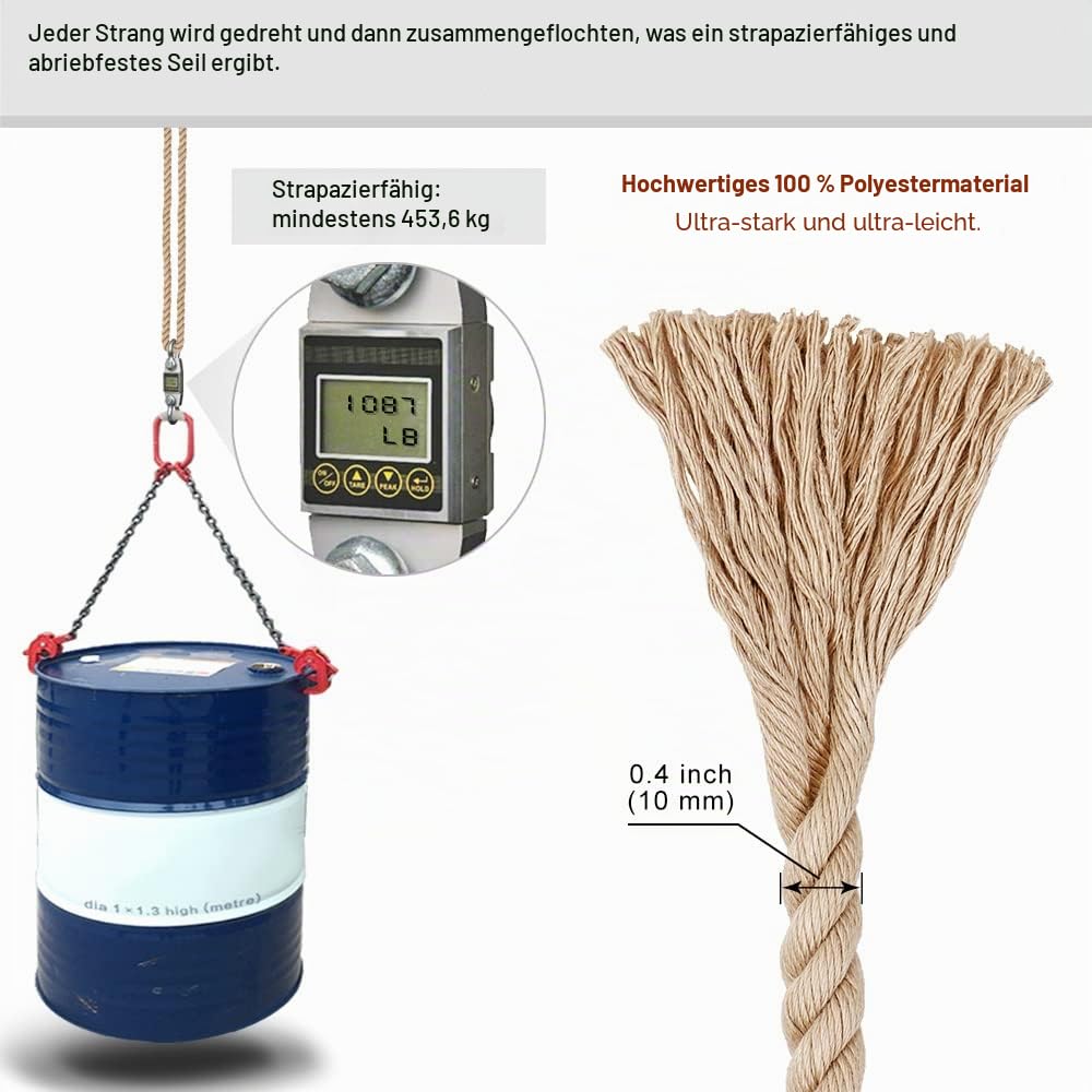 SELEWARE Baumschaukel-Seil, Hängematten-Baumgurte, Aufhängeset, verstellbares Seil, schnell und einfach aufzuhängen, Hängemattenstuhl-Schaukel für drinnen und draußen, Baumzweig, Camping