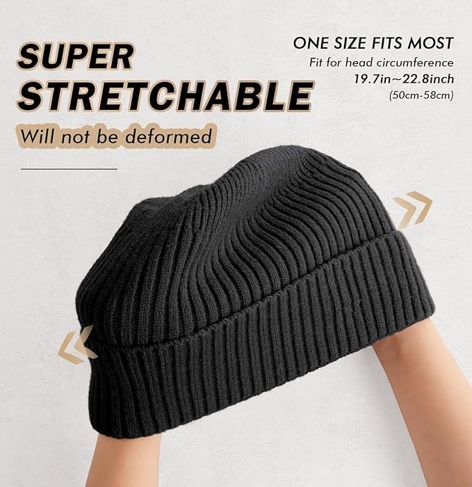 Image of Gajraj Winter Beanie Hats for Men Women, Fleece Lined Beanie Soft Warm Knit Hat Ski Cuffed Cap