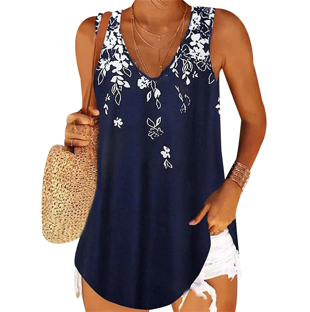 Peuignao Camiseta Sin Mangas Mujer Camisetas Tirantes Mujer Verano Top de Tirantes Anchos Mujer Tank Top Sin Mangas Women Camiseta Escote V Tirantes Holgada Basica Ancha Oversize Mujer Talla Grande Casual