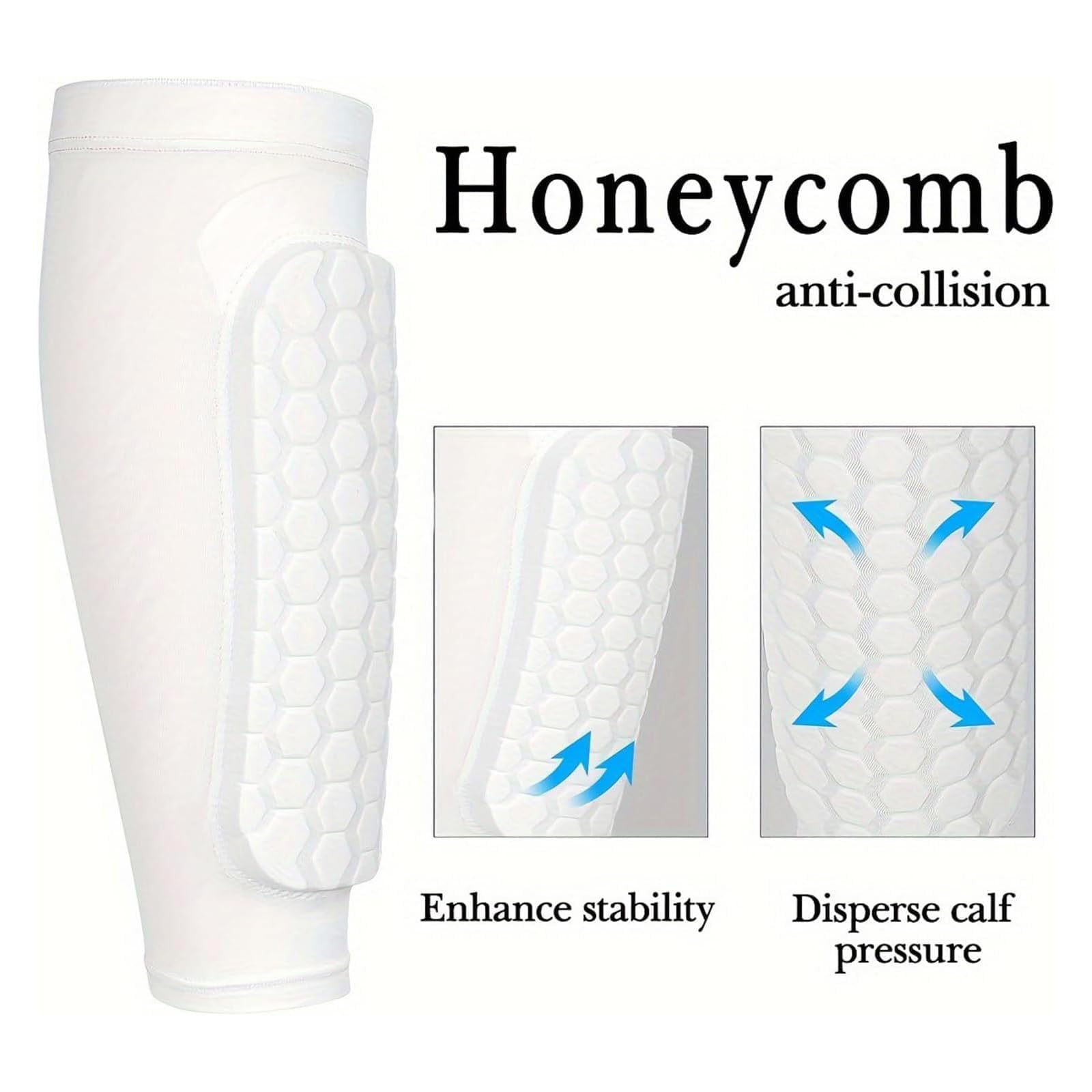 Chaussette Protege Tibias Ski Anti-Collision Longs élastiques Structure Nid d'abeille pour Skier Football