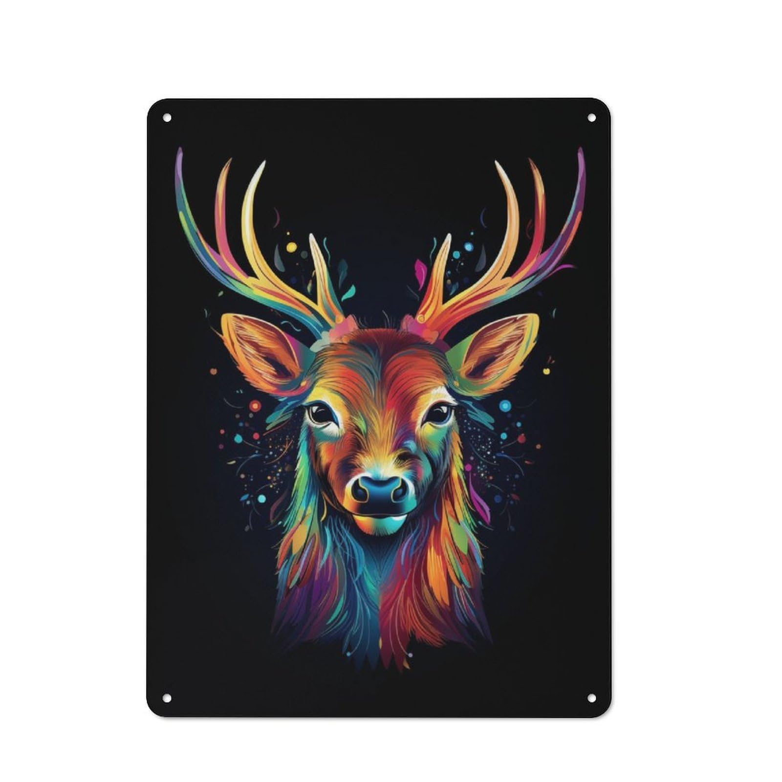 Junmoney Deer Pop Art Colors Metal Sign 40X30cm With For Hallway Wall, Retro Decor, Autumn Home Decor For Collectors Of Metal Signs