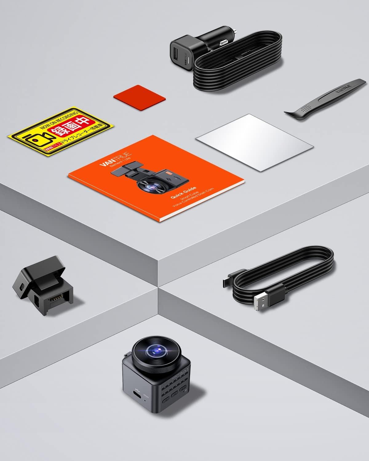 VANTRUE E1 Lite 1080P Mini WiFi GPS Dash Cam, Controllo APP e Comando Vocale Inglese, Anteriore con HDR, 1,54 pollici IPS 30fps, Nascosta, Notturna 160°, Parcheggio 24 ore, G-Sensor, Loop, Max 512GB