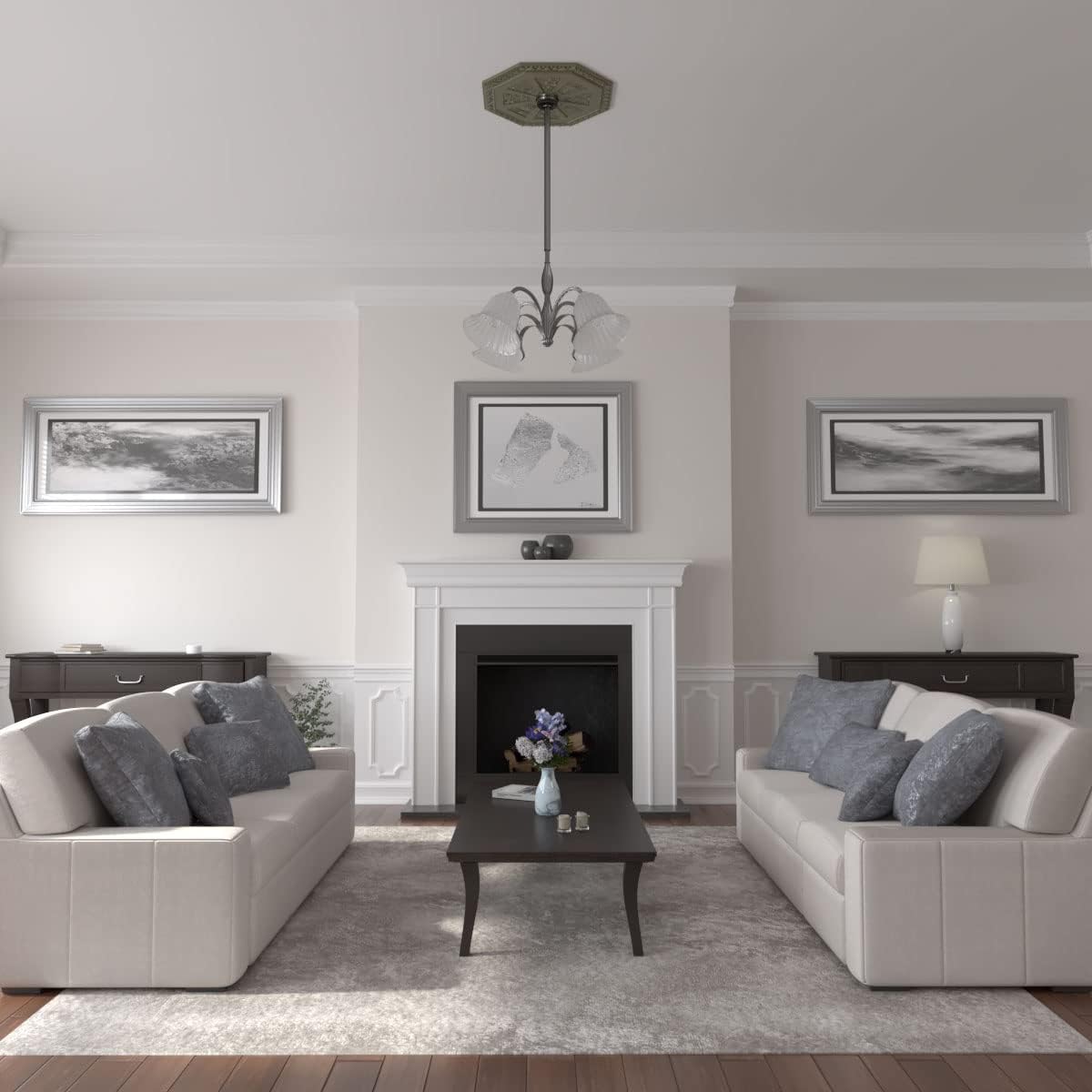 29 1/8"OD x 2 1/4"ID x 1 1/8"P Spring Octagonal Ceiling Medallion (Fits Canopies up to 3"), Hand-Painted Spartan Stone