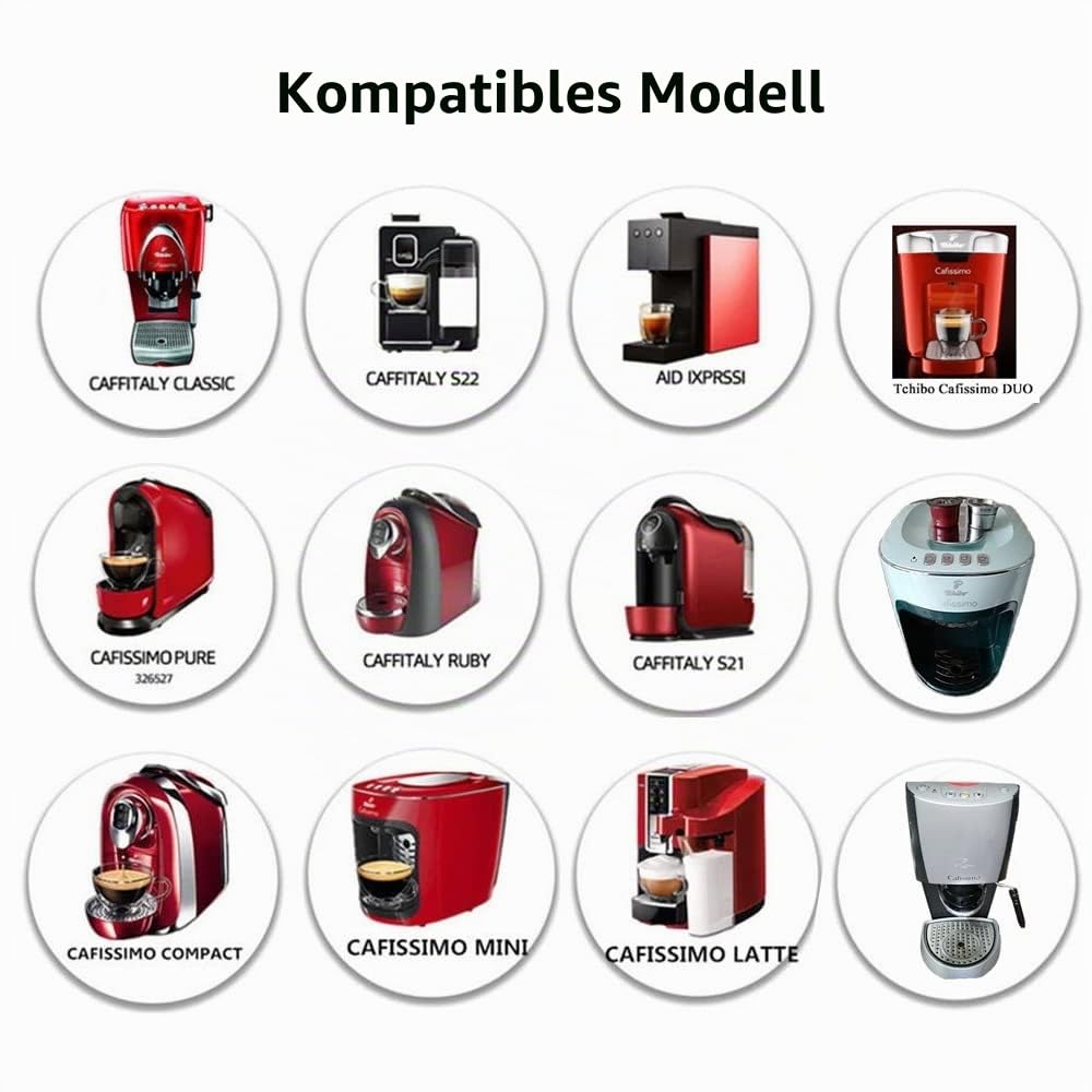 RECAFIMIL wiederverwendbare Kaffeekapseln aus Edelstahl, nachfüllbar, Kaffeefilter, kompatibel für Caffitaly Tchibo Cafissimo Kaffeemaschine, 1 Kapsel+1 Bürste+1 Löffel