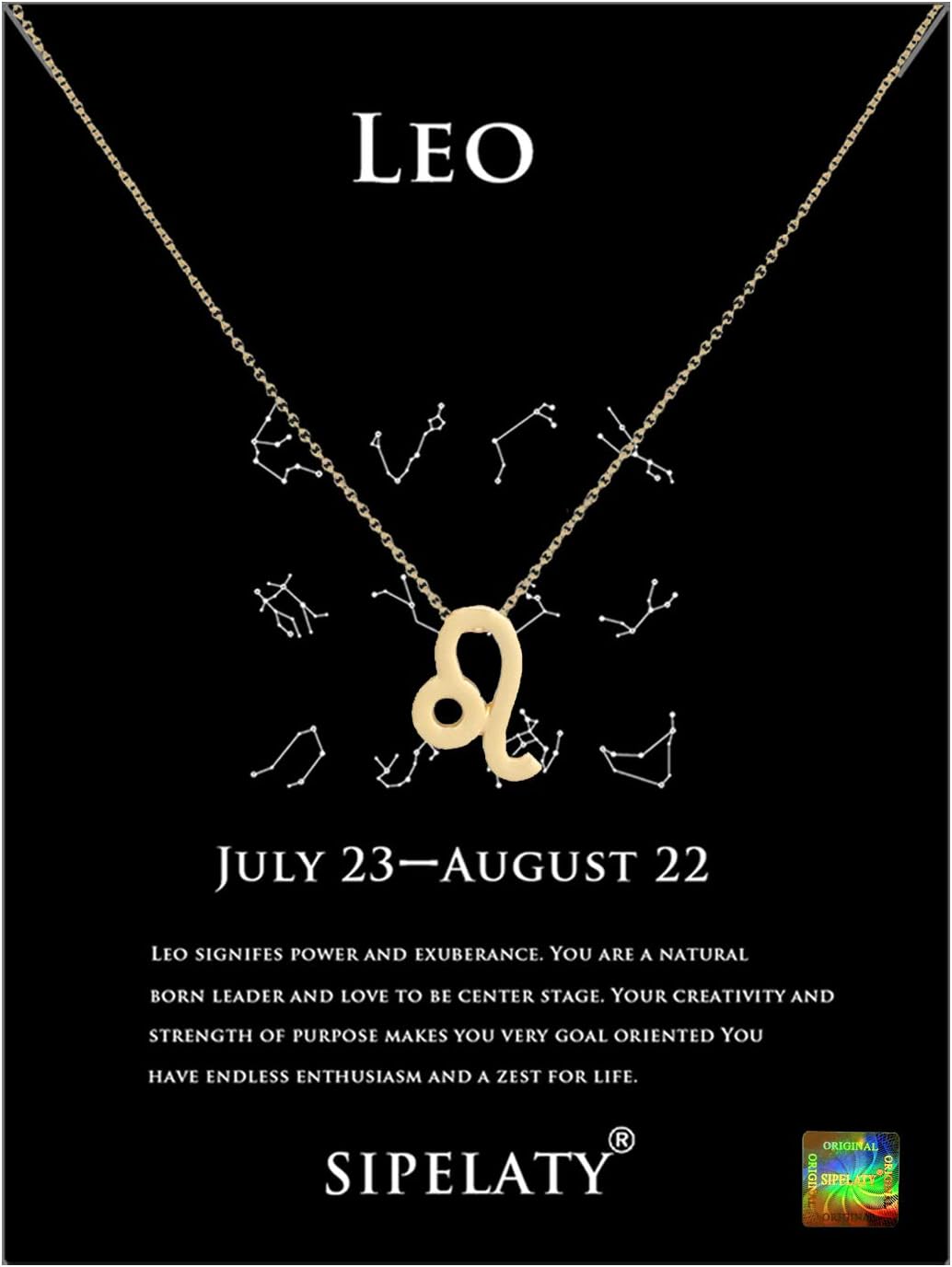 HOLY KT12 Constellation Zodiac Pendant Necklace Astrology Gold Tone Chain with Gold Message Card for Women Jewelry