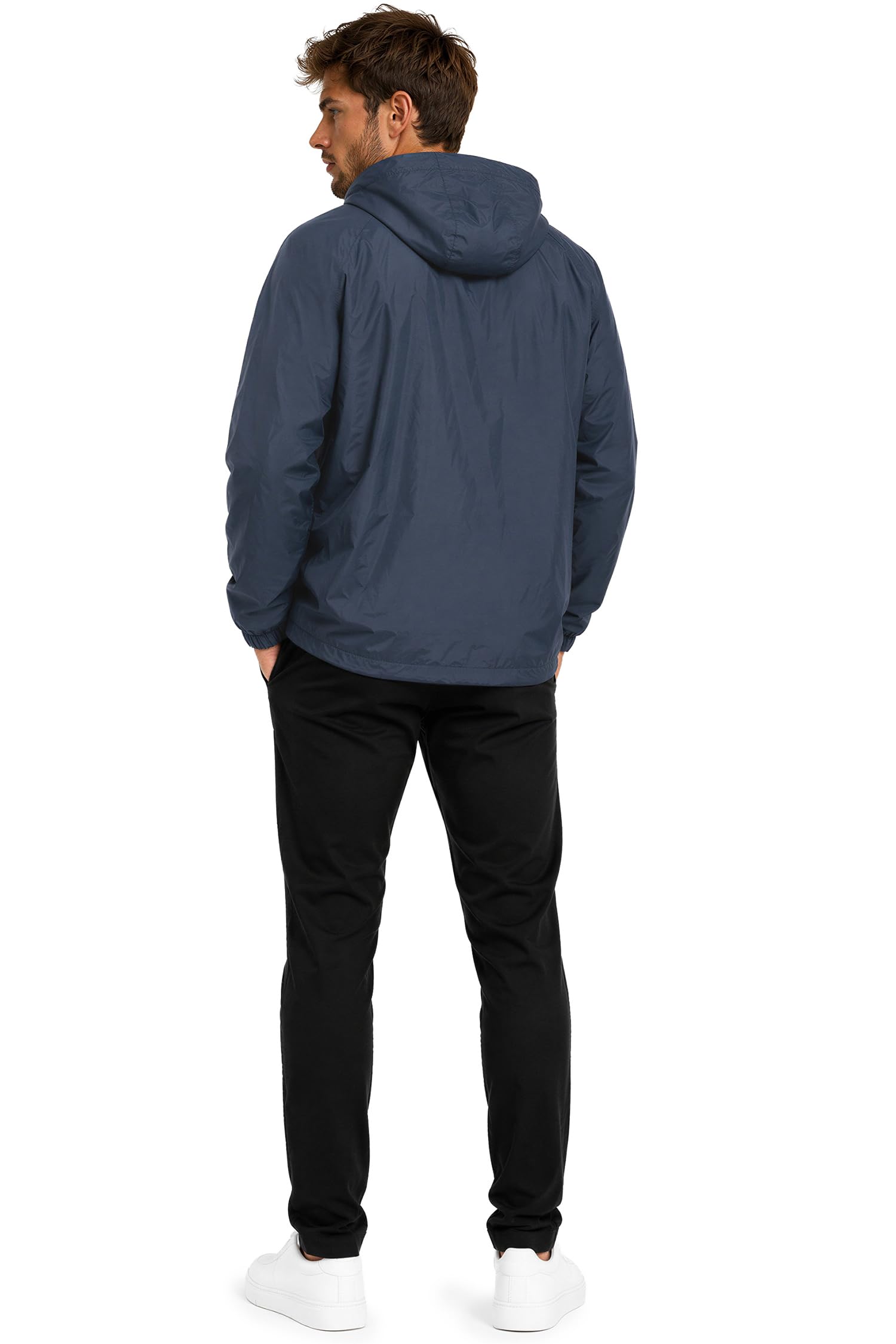 Reichstadt Chaqueta Impermeable Hombre Cortaviento Capucha Ligera Plegable | 100% impermeable, tejido transpirable, ligera, bolsa incluida, exterior, ciclismo, viajes, deporte, paseo y uso diario