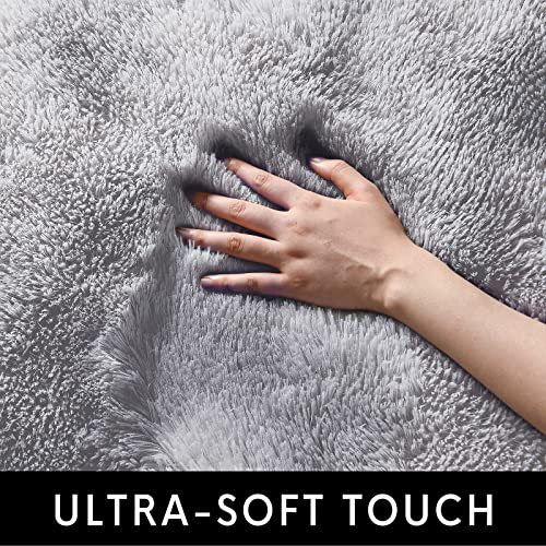 Vocrite Super Soft Fluffy Rug For Bedroom, Grey Small Plush Shaggy Fuzzy Area Rugs, Anti-Slip Rectangle Furry Shaggy Carpets For Bedside Indoor Kids Room Nursery Dorm, 3X5 Gray #TOP3