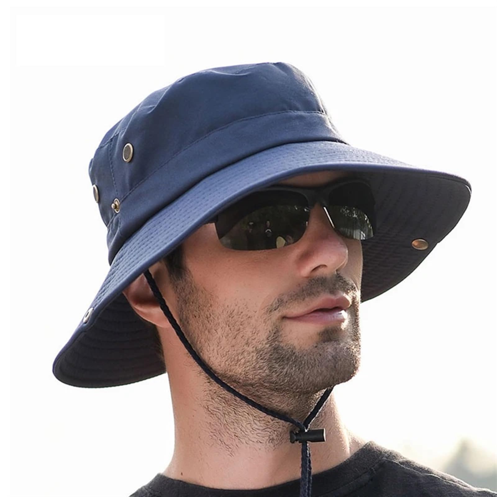 cappello pescatore uomo Cappello da pescatore for uomo Estate Pesca all'aperto Escursionismo Parasole Cappello da sole Cappello da pescatore Cappello da uomo pieghevole con protezione UV(Black)