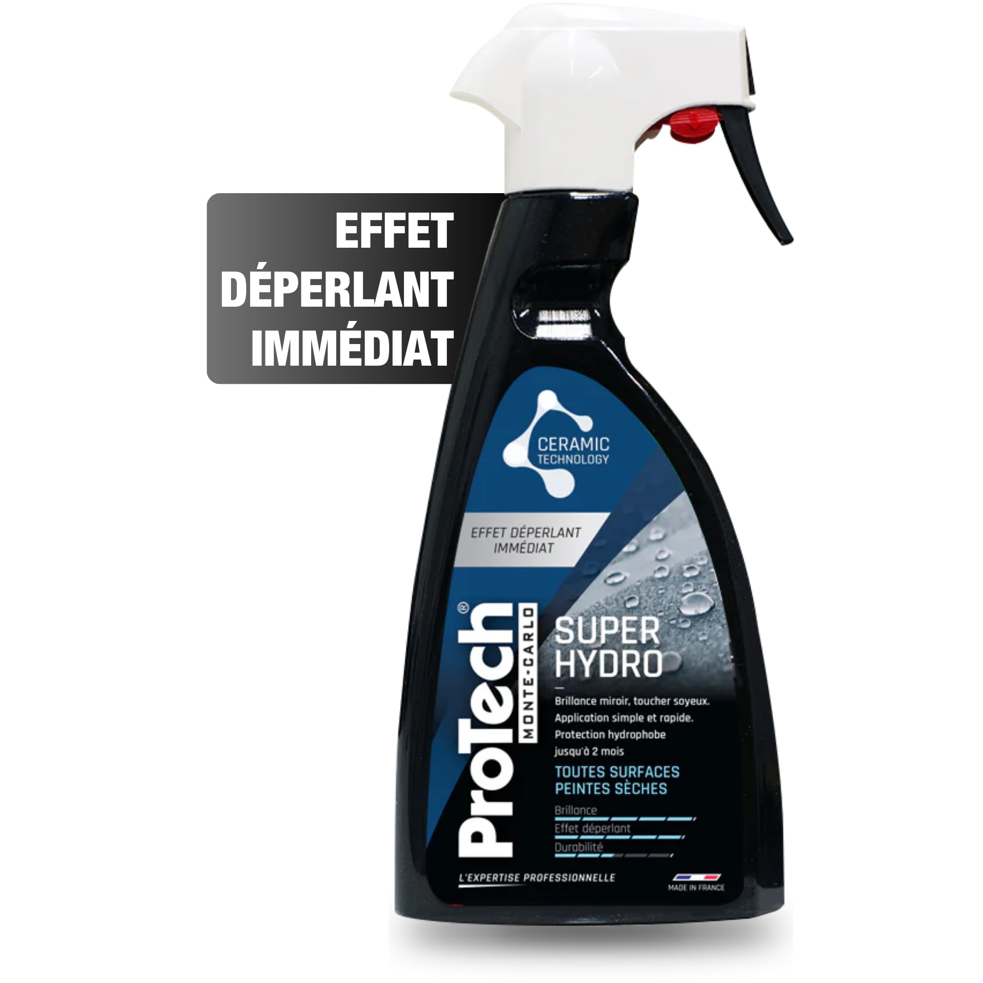 ProTechMC | Super Hydro | Effet Déperlant Immédiat | Protège et Facilite Entretien Voiture | Traitement Céramique Hydrophobe | Effets Durables 2 Mois | Made in France | 500ml