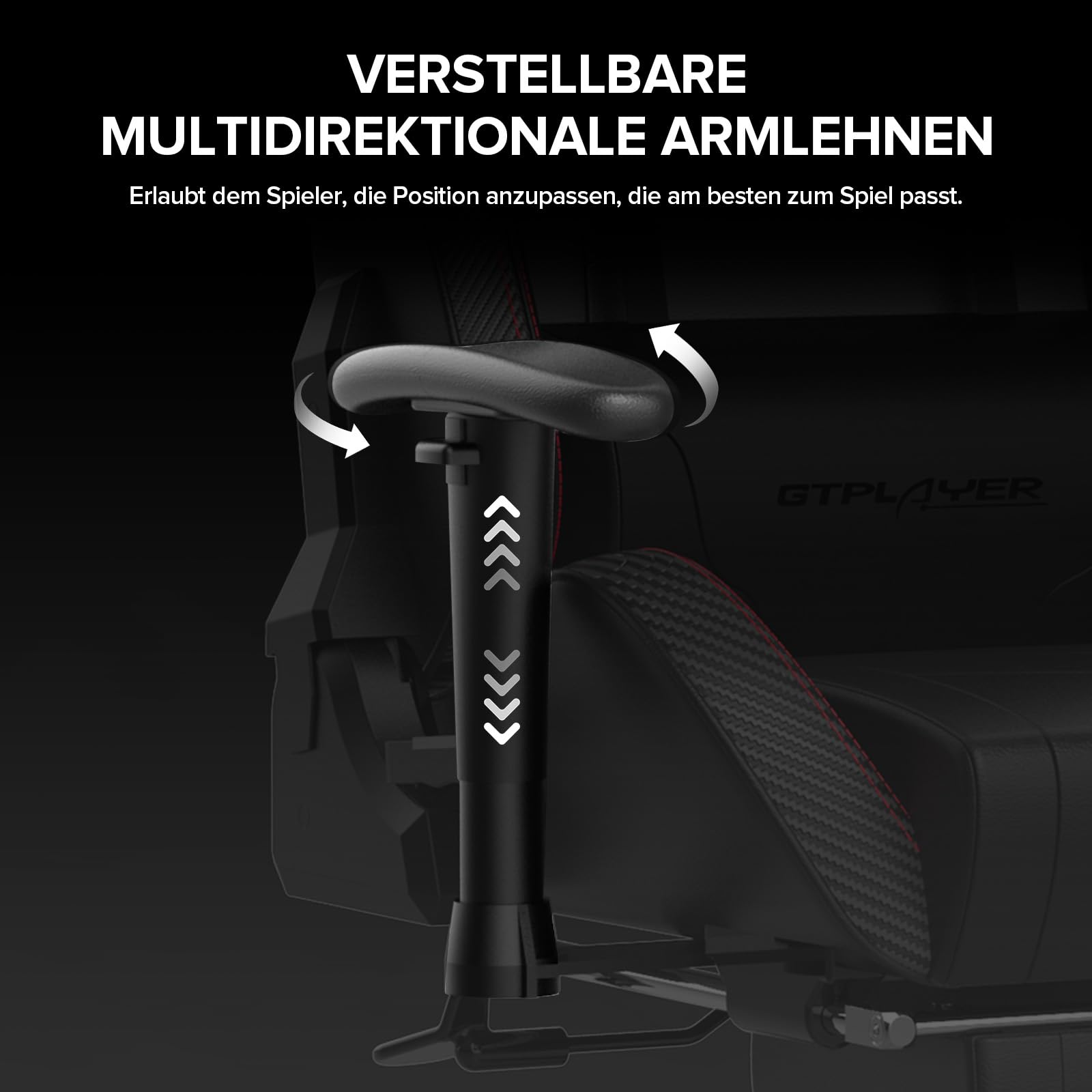GTPLAYER Gaming Stuhl Gamer Stuhl mit Fußstütze Bluetooth Lautsprecher Ergonomischer Bürostuhl Computerstuhl Schreibtischstuhl PC Stuhl mit verstellbare Rückenlehne 200 kg Belastbarkeit schwarz
