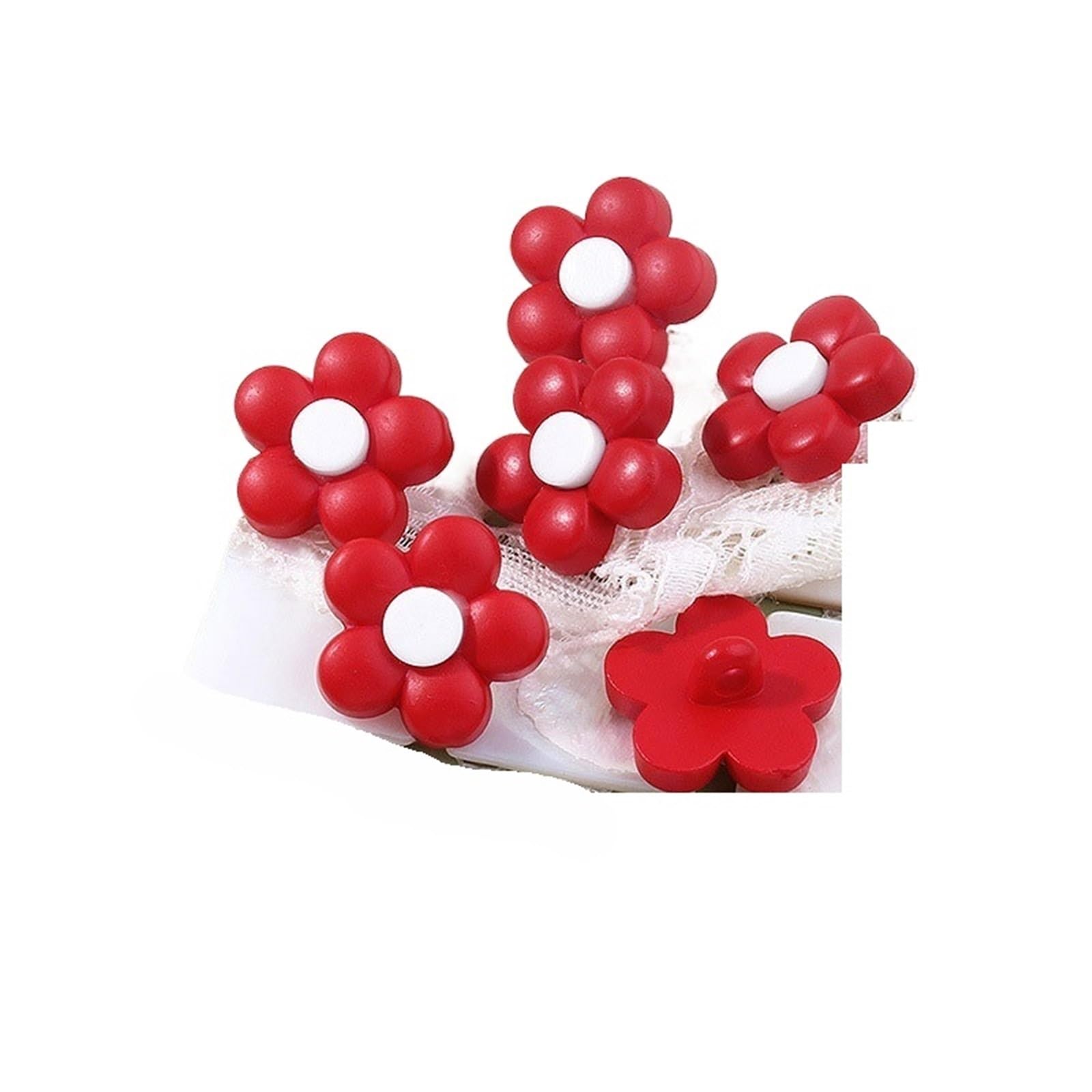 bottoni, Confezione Da 50 Bottoni In Resina Multicolor 15 E 18 Mm(Redwhite,18mm 50pcs)