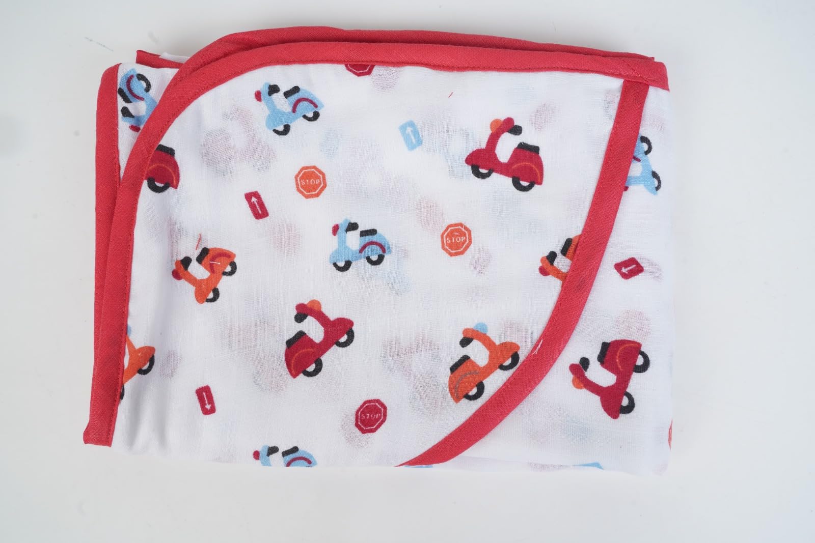 Baby Muslin Swaddle Wrap Blanket with Scooter Print, White | Newborn Essentials, Soft Fabric, Scooter Theme, Secure Wrap Design, Infant Bedding-image-41