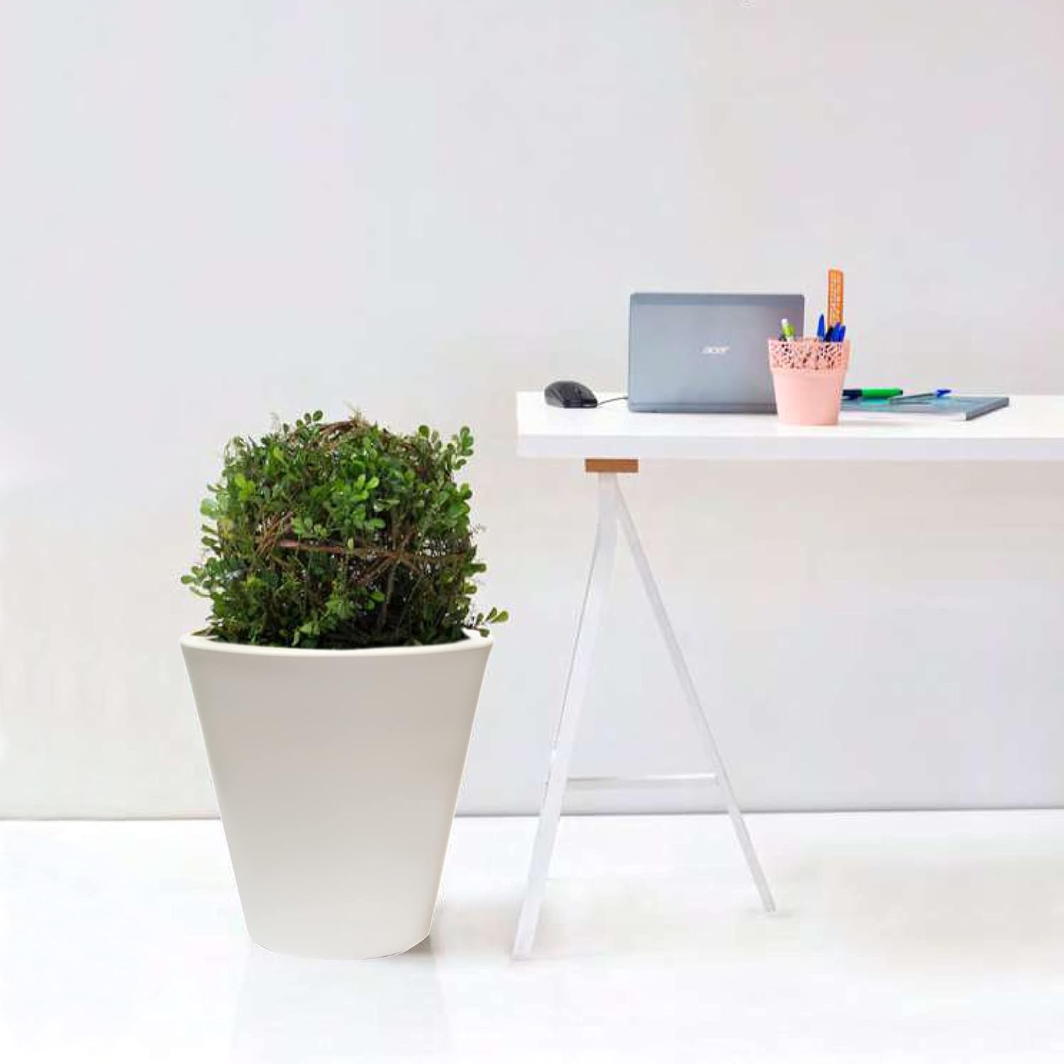 Wellhome Polyethylene Plant Pot by Rotating Mould, White, 50 x 50 cm