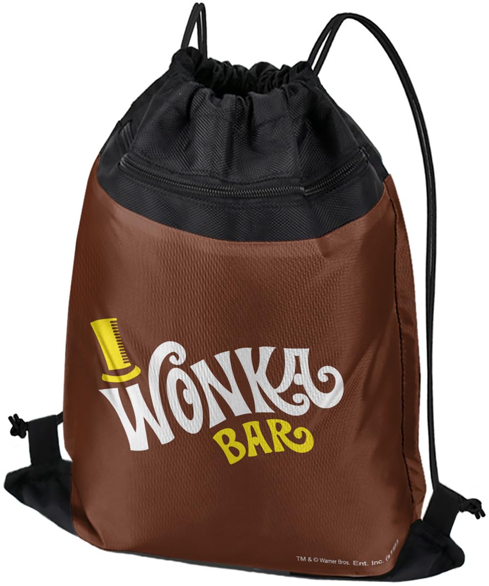 LOGOVISION Willy Wonka And The Chocolate Factory Wonka Bar Logo Drawstring Backpack Sports Bag Sackpack 17