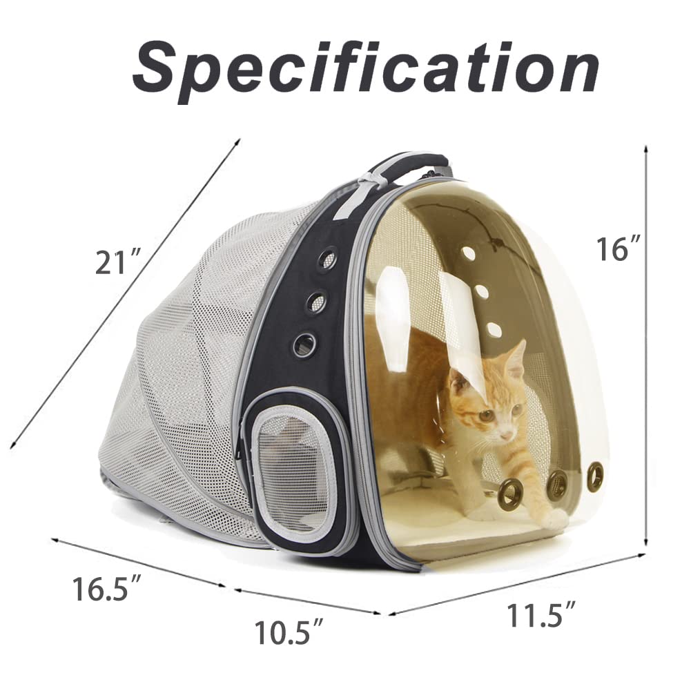 halinfer Mochila expansible para gatos con parte trasera polarizada, mochila de burbujas para gatos y cachorros pequeños, mochila transportadora de mascotas, mochila de viaje para senderismo, viajes