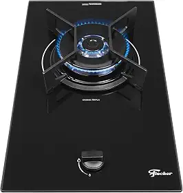 FISCHER COOKTOP À GÁS 1 BOCA FIT LINE TREMPE IRON MESA VIDRO PRETO BIVOLT 36300-102670