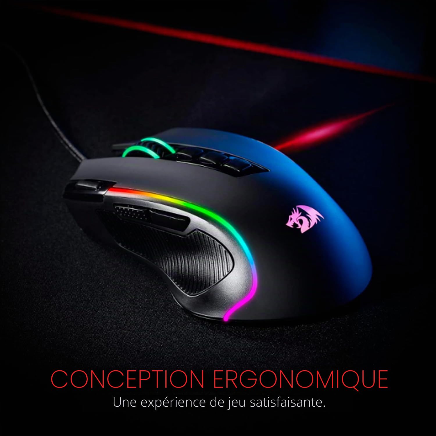 Redragon M612 Predator RGB Souris de Jeu, Souris Gamer Optique Filaire 8000 DPI 11 Boutons programmables & 5 Modes rétroéclairés