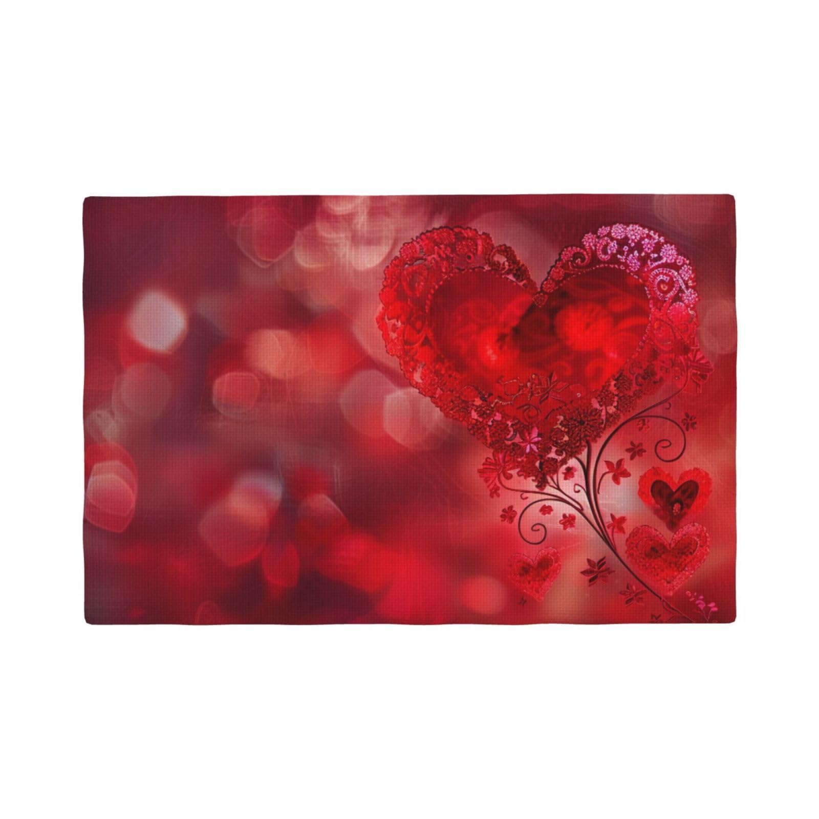 Flower Print Placemats Set, Heat Resistant Washable Placemat 12x18in Table Mats for Party Kitchen Dining Table Decoration Indoor Outdoor, Six Piece