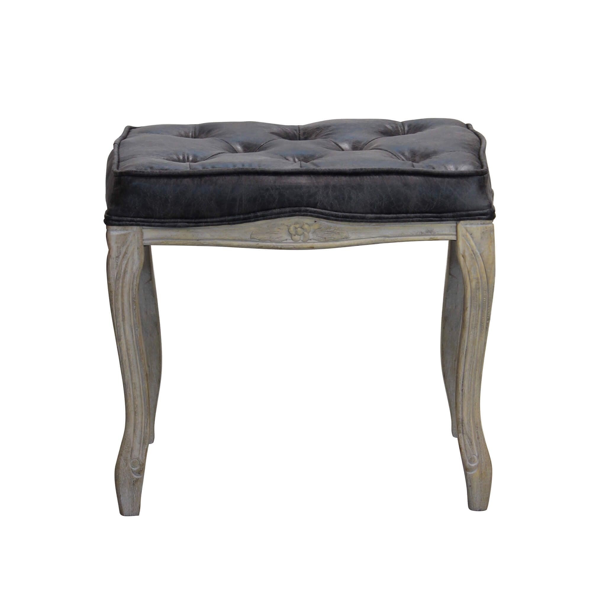 milani home Sgabello Vintage in Ecopelle di Design Moderno Vintage cm 50x36x47 h