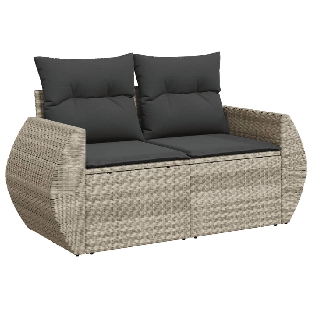 vidaXL Salon de Jardin avec Coussins 10 pcs, Canapés avec Dossier, Ensemble de Meubles, Mobilier de Terrasse Patio, Gris Clair Résine Tressée