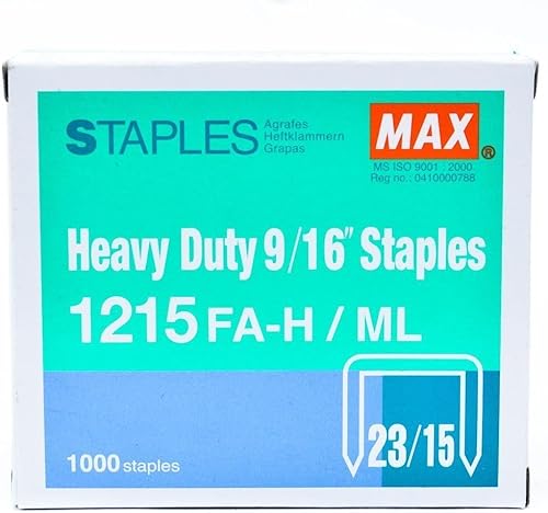 Max Usa 1215FAH Max Hd-12f Flat Clinch 1000pk 916 grapas