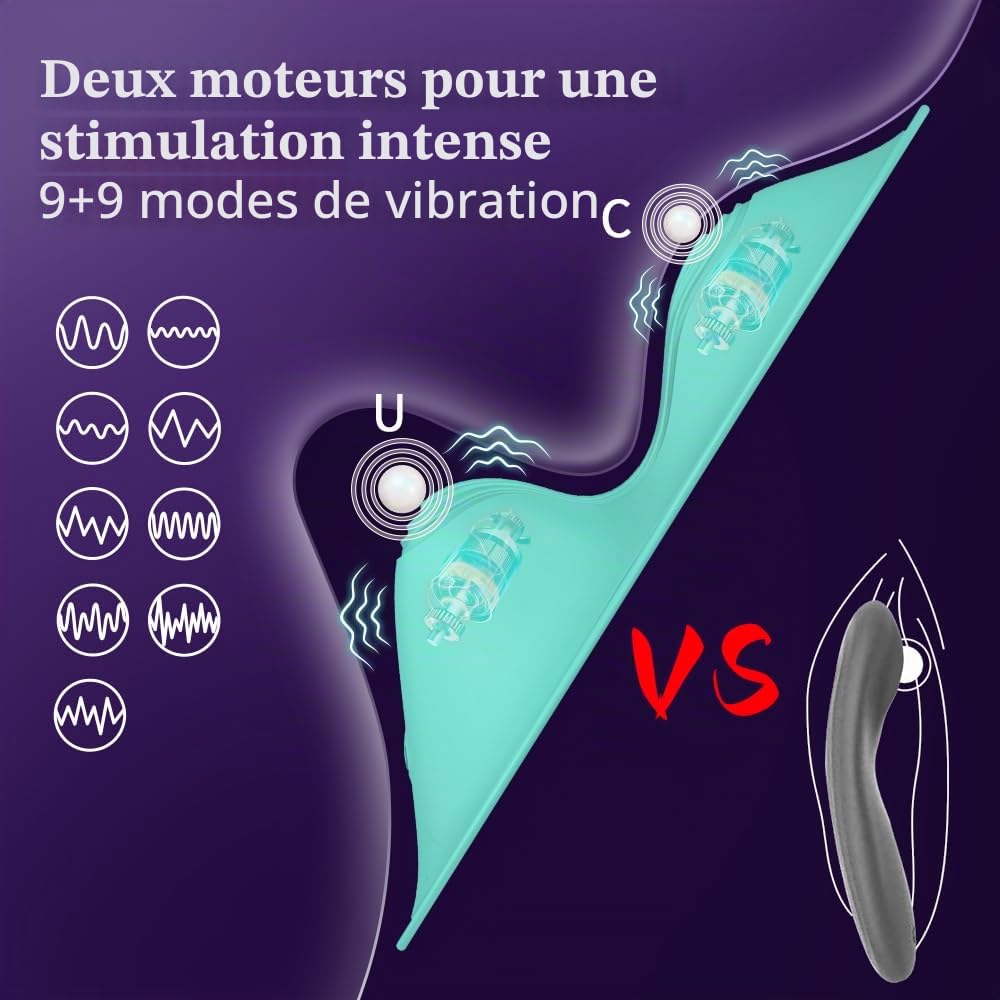 BeHorny Vibromasseur papillon Panty, coussinet de stimulation pour clitoris et lèvres, contrôle par application, rechargeable