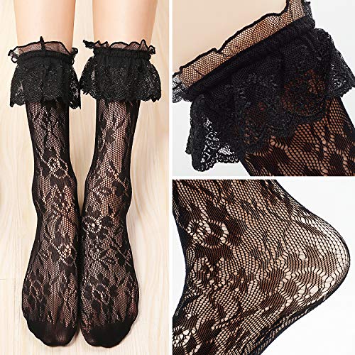 Image of Lovful Women's Lace Anklet Sock with Ruffle, 2 Pairs Set