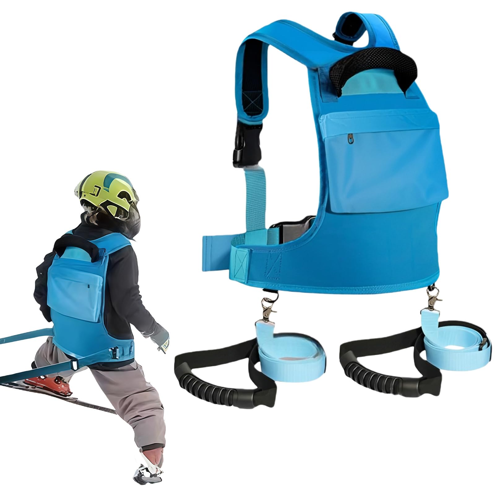 Ski- und Snowboard-Trainingsgurt für Kinder: Skigurttrainer Ski-Geschirr für Kinder mit Einfacher Hebestuhlgriff aus Traktionsgurt, Ski und Snowboardgurt Trainer Gurt für Kinder Jungen Mädchen