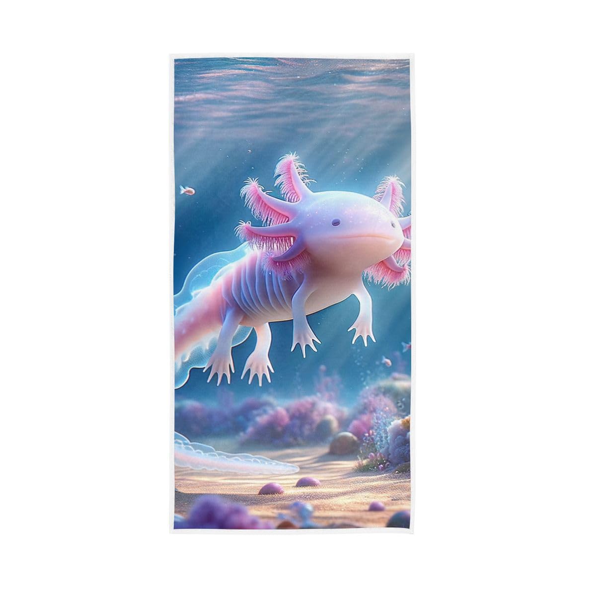 HUYGD Fish Axolotl Hand Towel, Multipurpose Lightweight Towels for Hand, Face, Hair, Bath 15 x 30 Inches