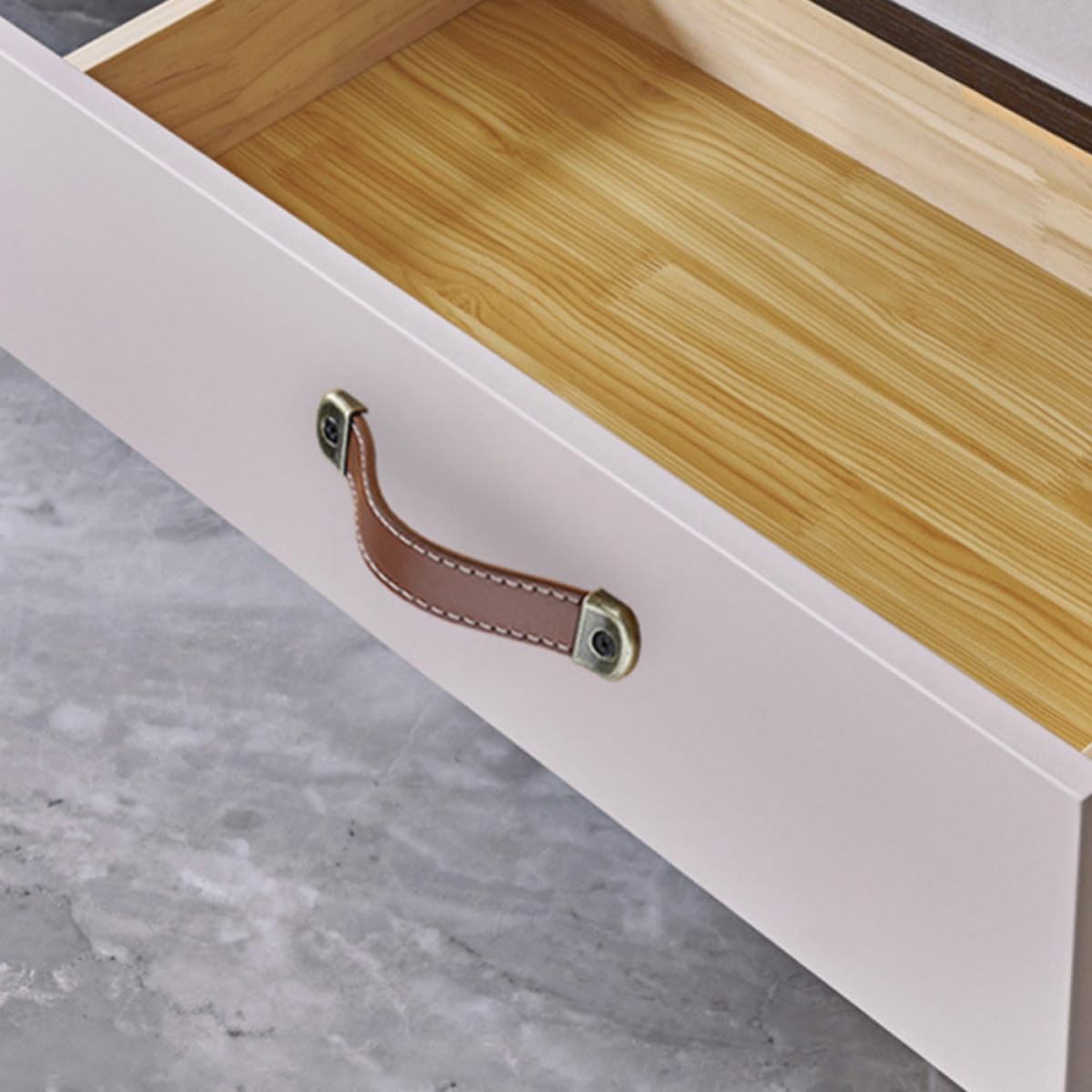 Alipis Maniglie in Pelle per Mobili, 6 Pezzi, Interasse 160 Mm | Finitura Marrone, Lega di Zinco e Pelle Sintetica, per Armadio e Cassettiera, Stile Moderno Semplice