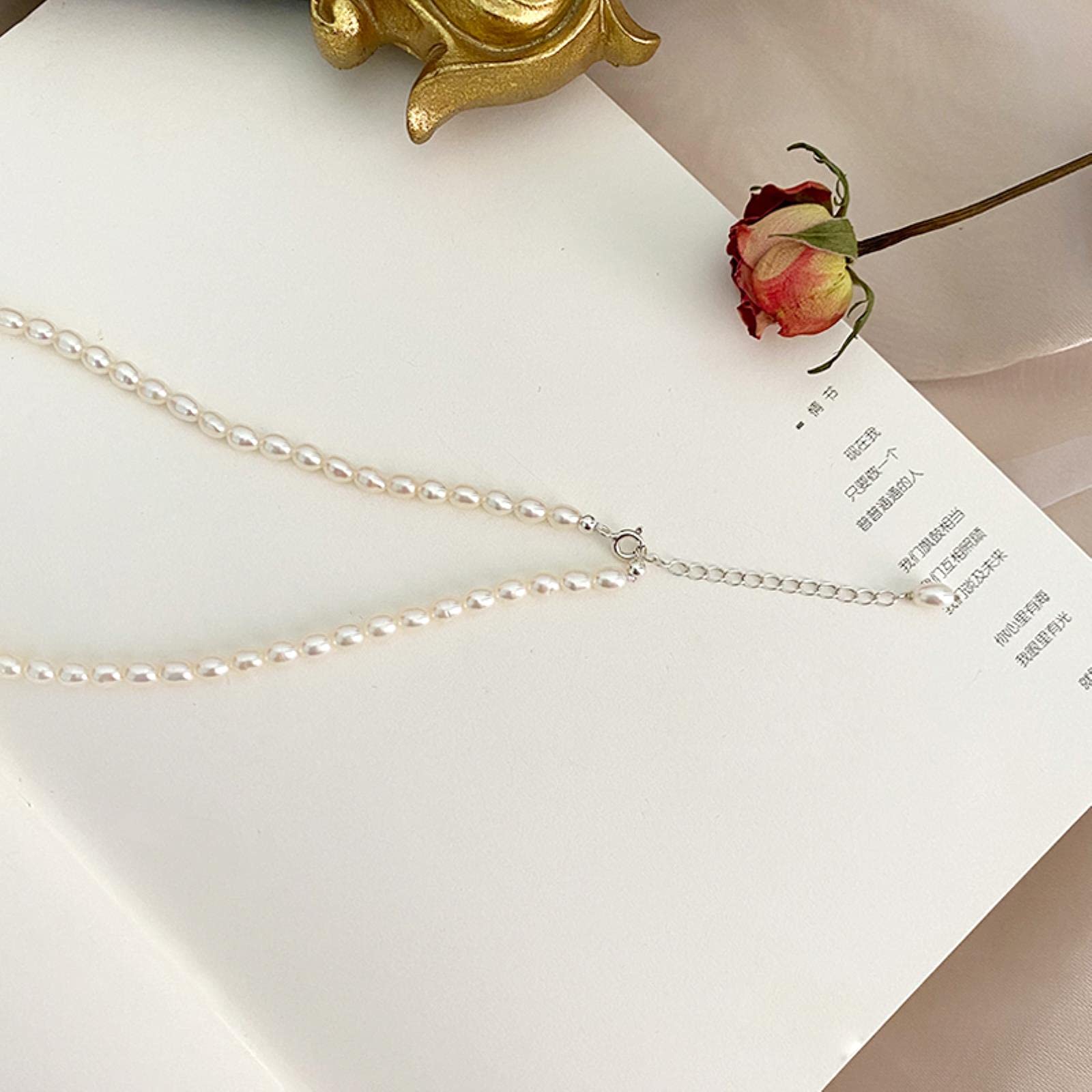 LOKILOKI Collar De Perlas De Agua Dulce Natural 925 Joyas De Corazón De Amor Pequeño De Plata Esterlina para Mujer Nuevo Regalo