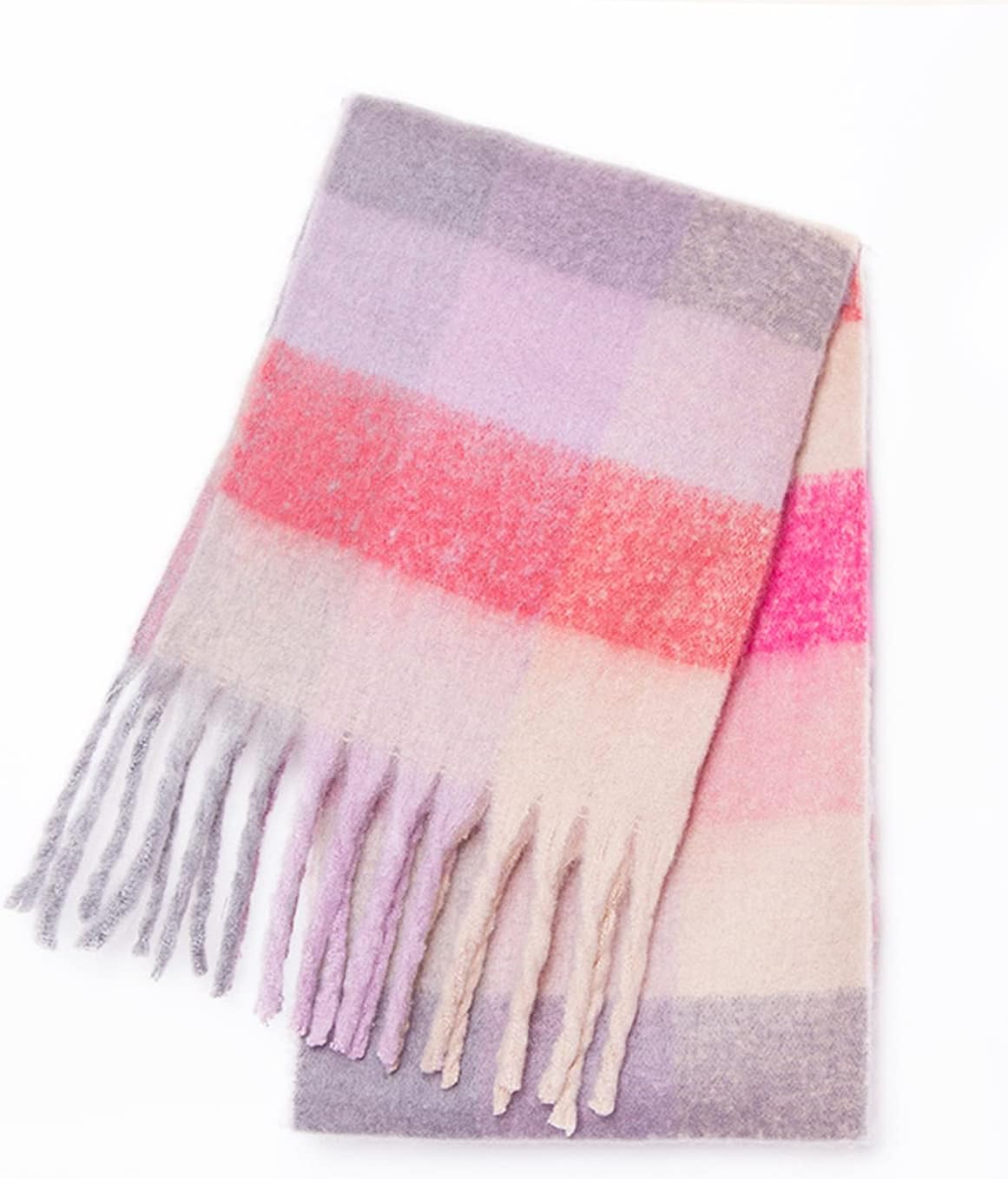 Large Chunky Plaid Scarf Coloured Checked Oversized Scarf Tassel Soft Fall Winter Thick Warm Shawl Women - Image 7