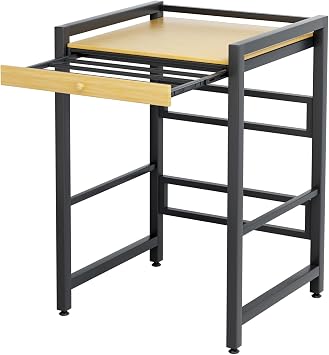 Cuteam Washer Dryer Shelf, Over The Washer Storage Shelf, Washing Machine Storage Utility Rack with Countertop, Washing Machine Storage Stand Wooden Color