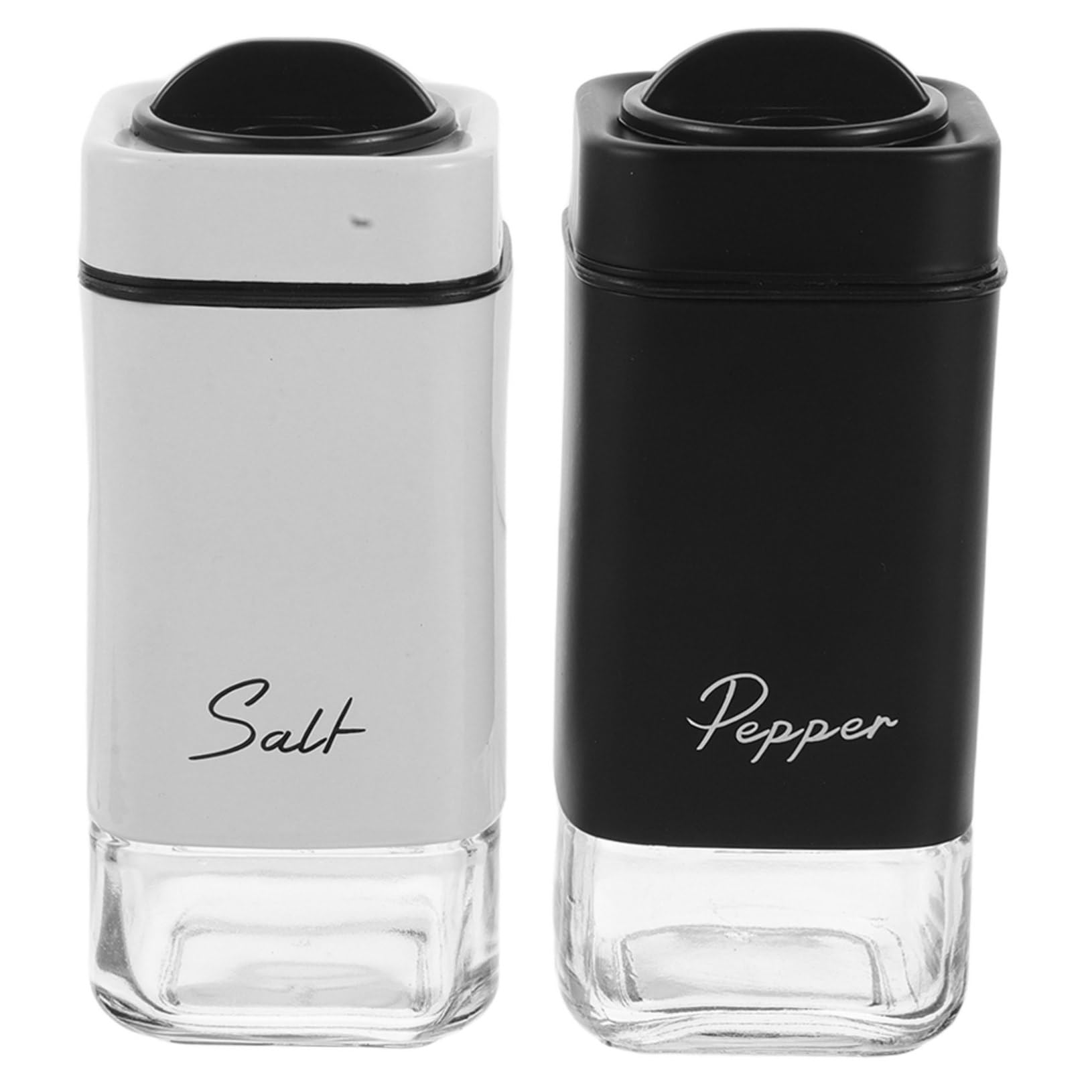 CIYODO 2pc Glass Shaker Bottles Rotating Pepper Spice Jars Set of Storage Containers for Kitchen Seasoning Organizers