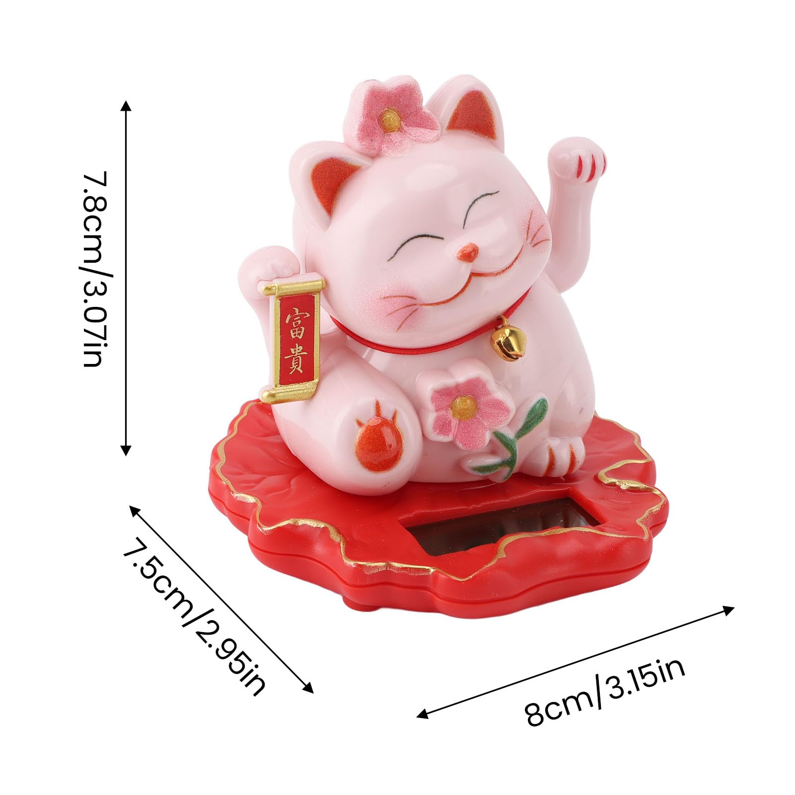 Asixxsix Solar Waving Cat, Lucky Cat Waving Arm Solar Powered, Good Luck Wealth Welcoming Cats Home Display Car Decor, Good Luck Fortune Cat, Solar Fortune Cat Statue