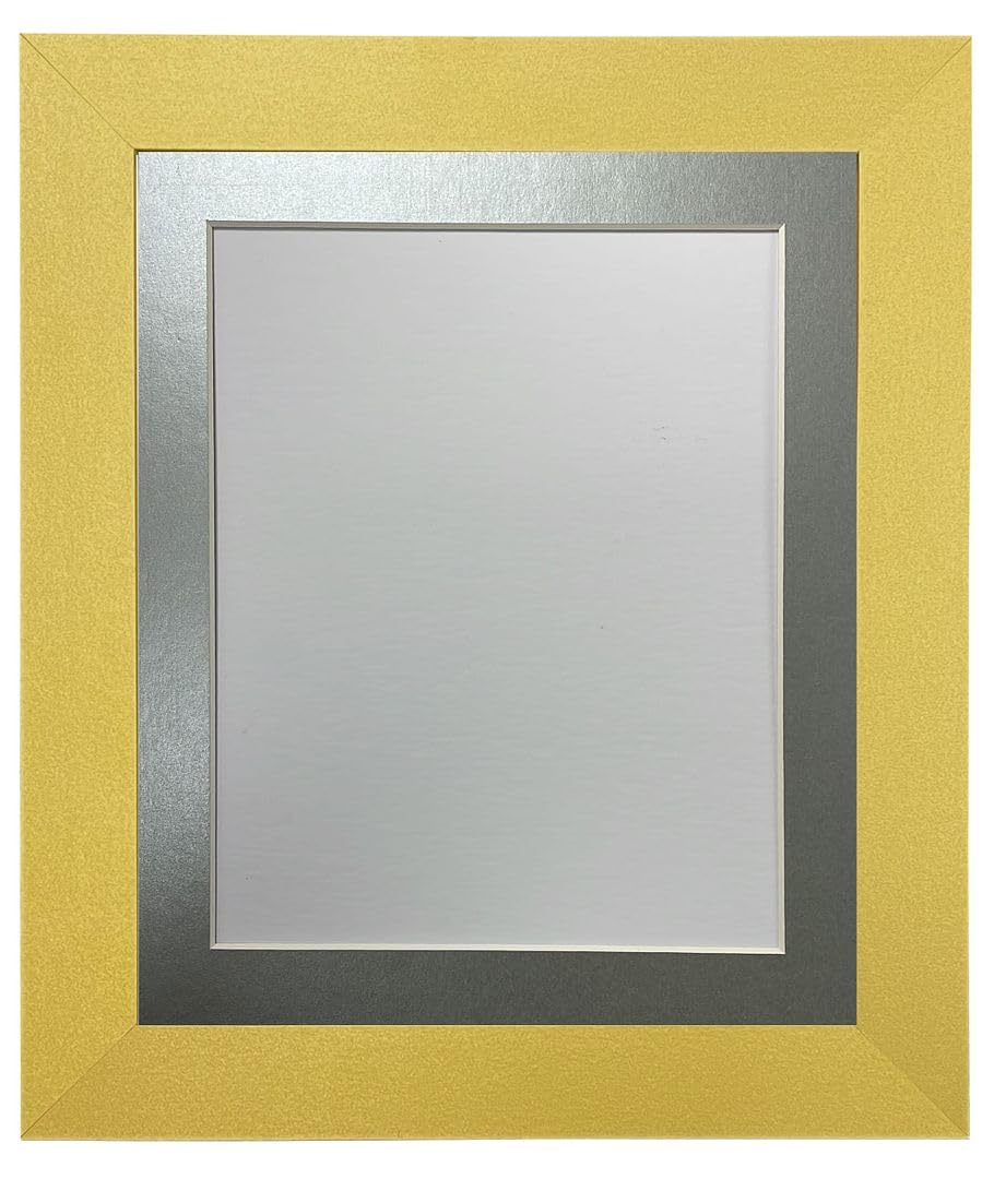 FRAMES BY POST Metro Picture Photo Frame Gold with Silver Mount 40 x 40 cm Image Size 30 x 30 cm Plastic Glass