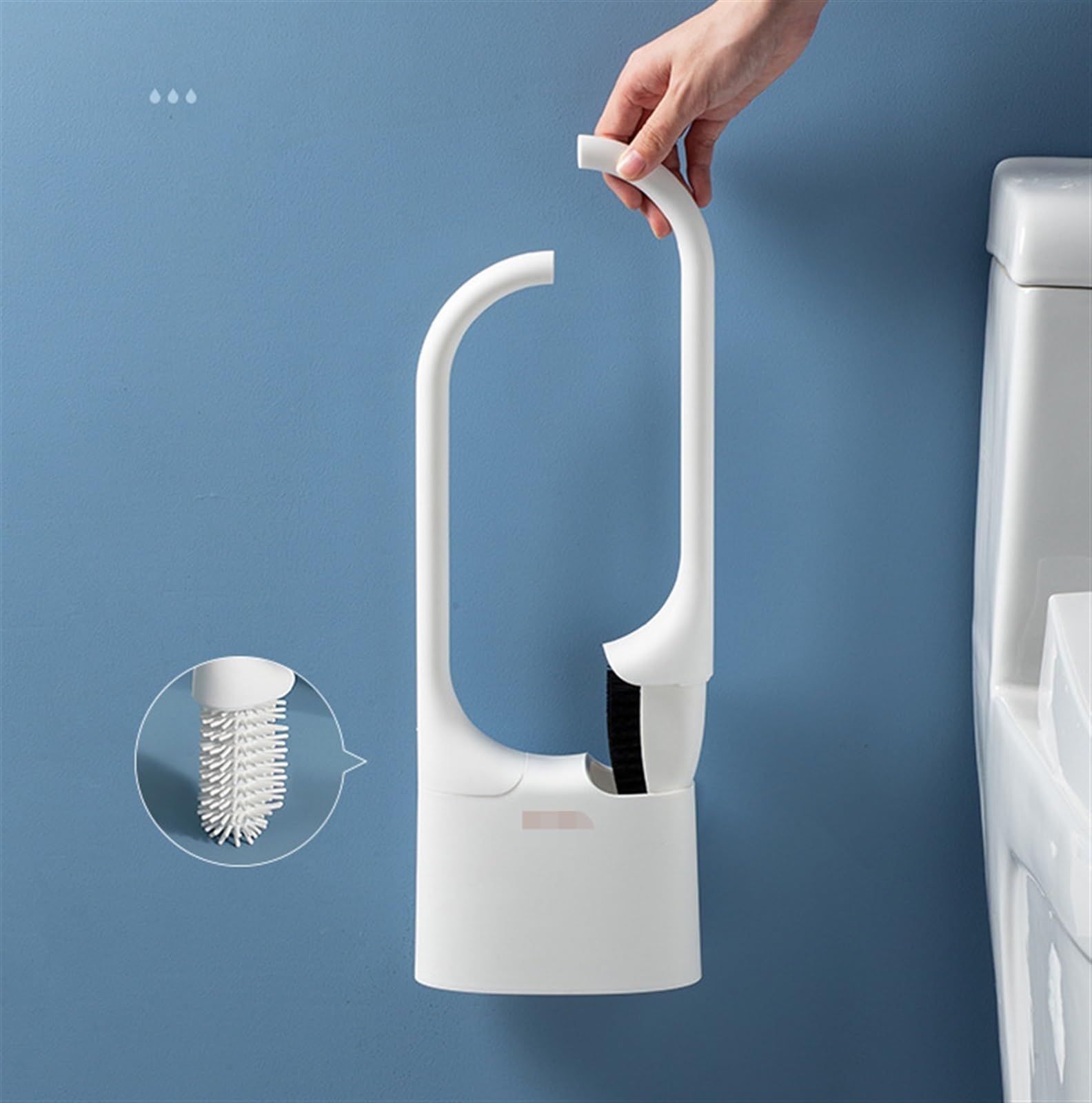 Escobilla WC 2 Uds Cepillo Limpiador De Inodoro Y Soporte For Cepillo De Inodoro For Ahorrar Espacio En El Baño Escobilla de Baño(White)