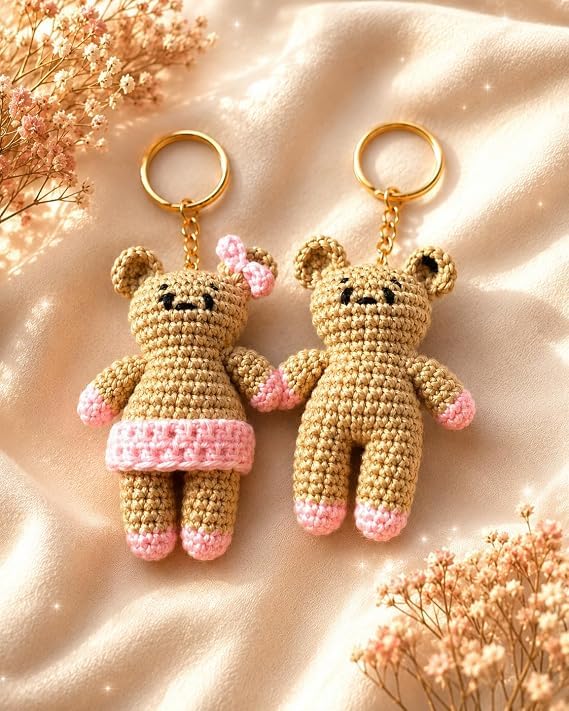 Image of Handmade Crochet Sunflower Keychain for Women & Girls, Cute Yellow Flower Key Ring Charm, Soft Yarn Knitted Gift, Bag Charm, Car Key Holder, Aesthetic Handmade Floral Accessory