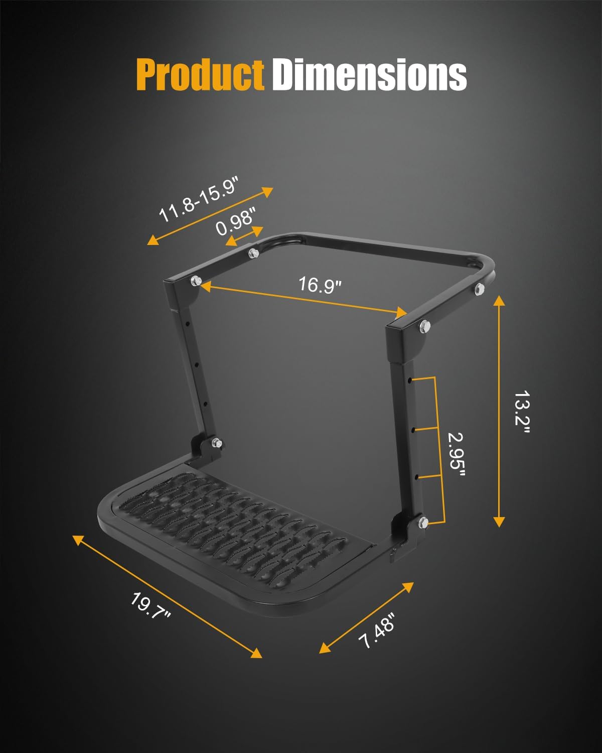 OCPTY Adjustable Folding Tire Step for Truck SUV RV Fit 9"-13" Tires w/Shark Jaw Shape Non-Slip Design (Rated up to 330 Lbs)