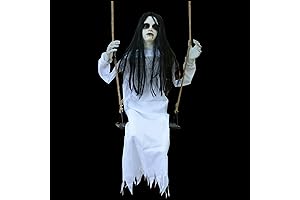 Scary Outdoor Halloween Decor: Creepy Swinging Girl Spooks Up Your Halloween