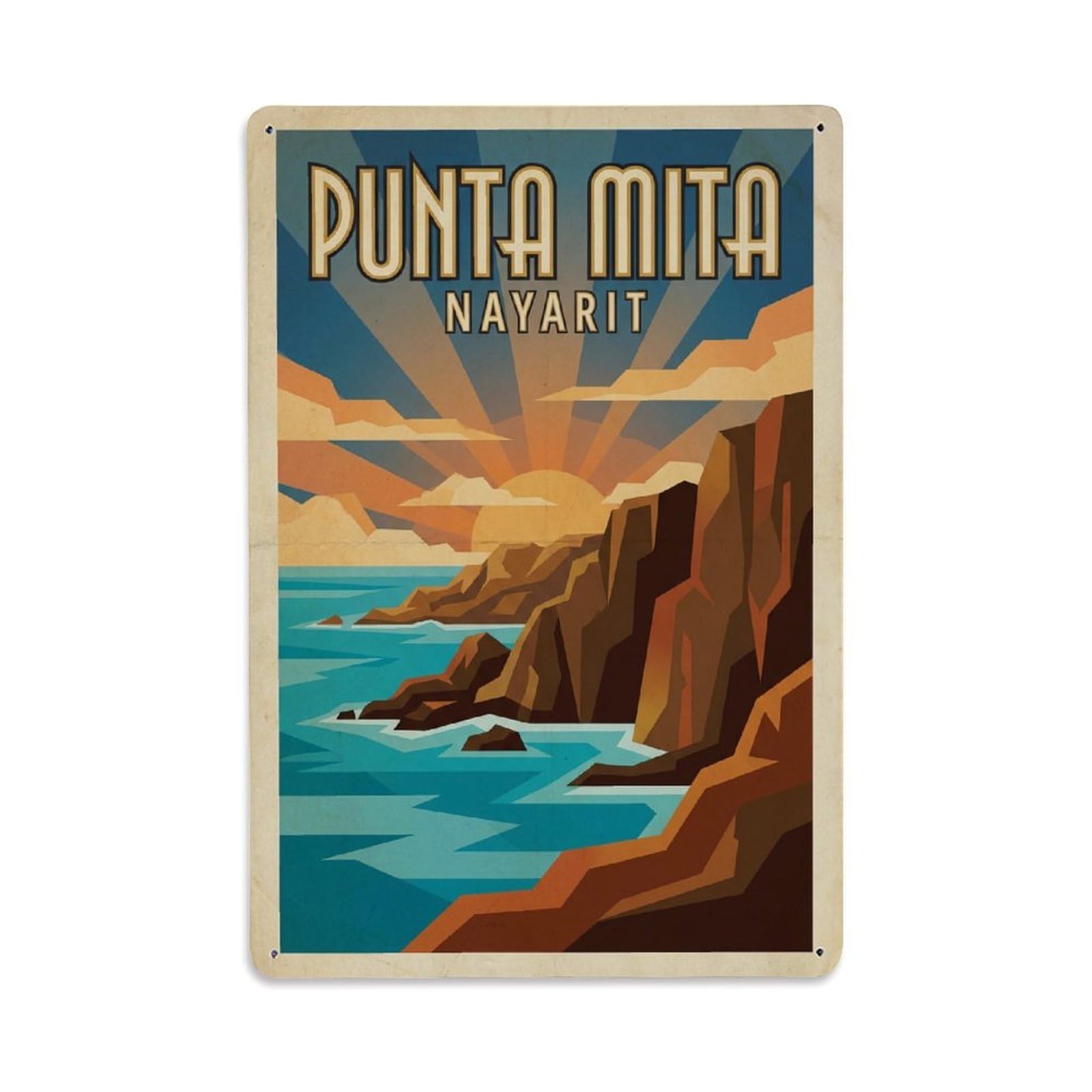 Xanthor Style Vintage Travel Mexico Punta Mita Metal Tin Sign